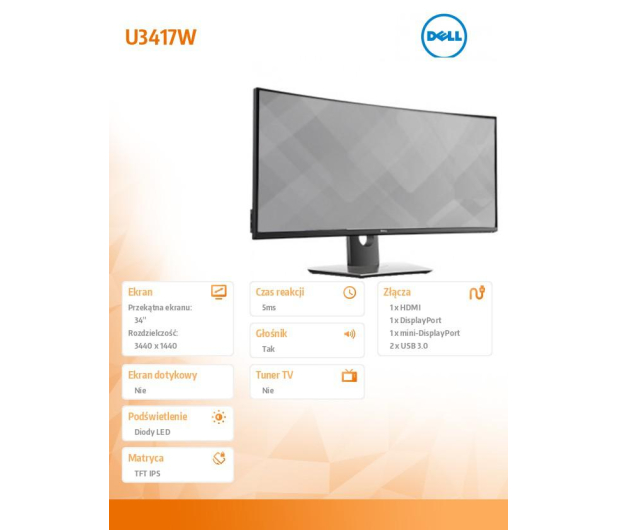Dell U3417W - 362984 - zdjęcie 2